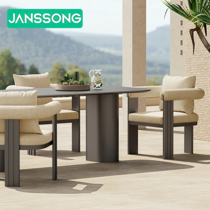 Hotel Outdoor Dining Table Set Garden Furniture Aluminum Table and Chairs Patio Furniture Outdoor Dining Set Poolside Furniture
