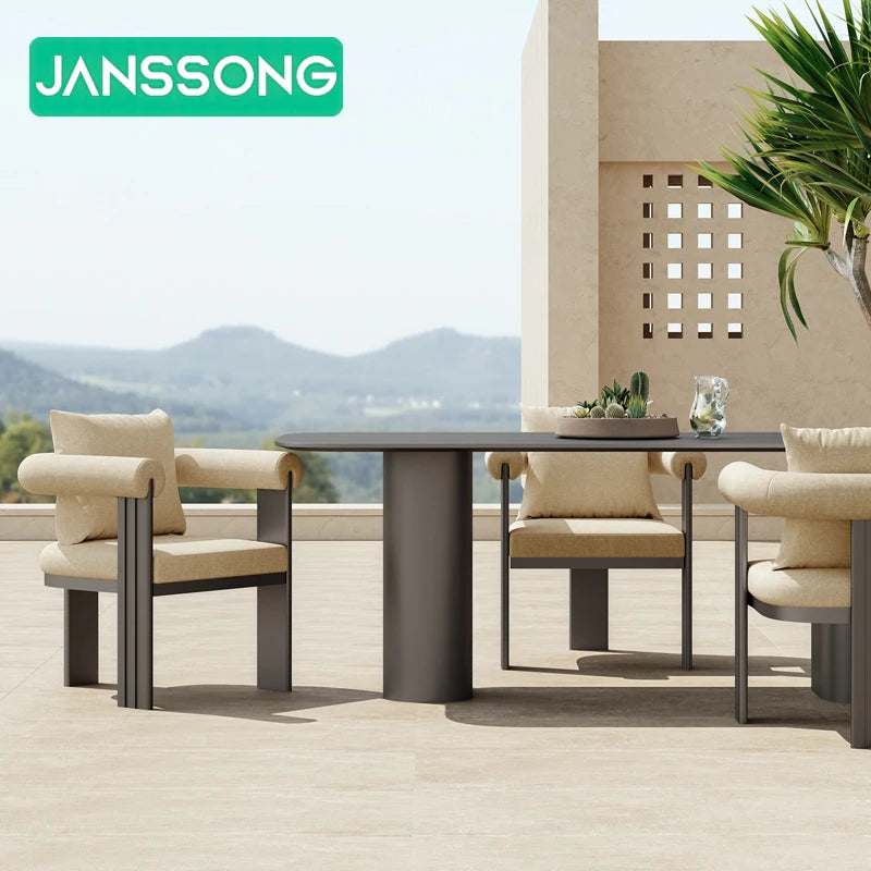Hotel Outdoor Dining Table Set Garden Furniture Aluminum Table and Chairs Patio Furniture Outdoor Dining Set Poolside Furniture